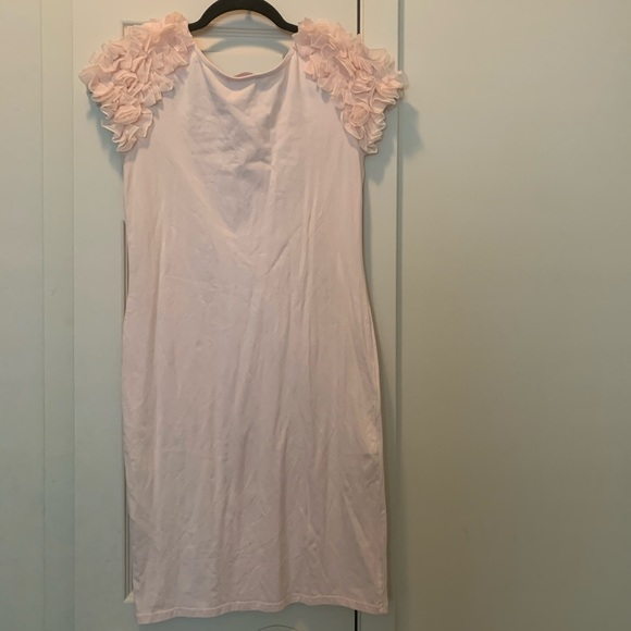 Medium cotton candy pink dress with shoulder frill - Picture 5 of 5